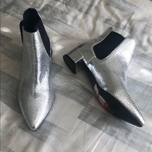 NWT Topshop Silver Metallic Booties